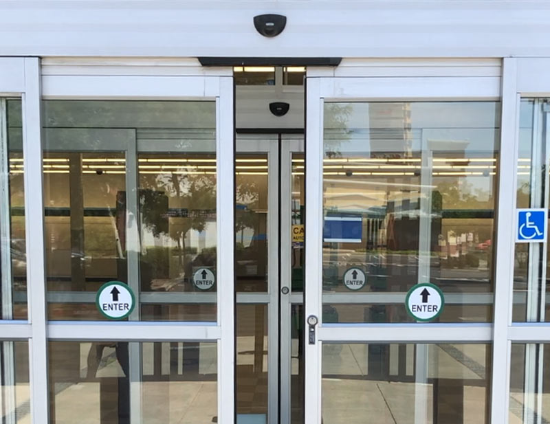a recently installed automatic doors system