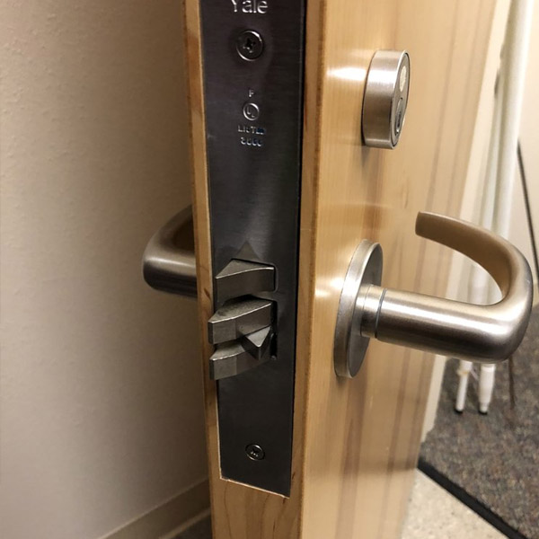 a wooden door option installed