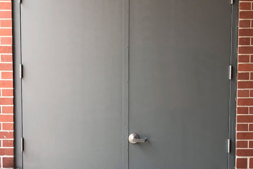 how do you secure a commercial double door?