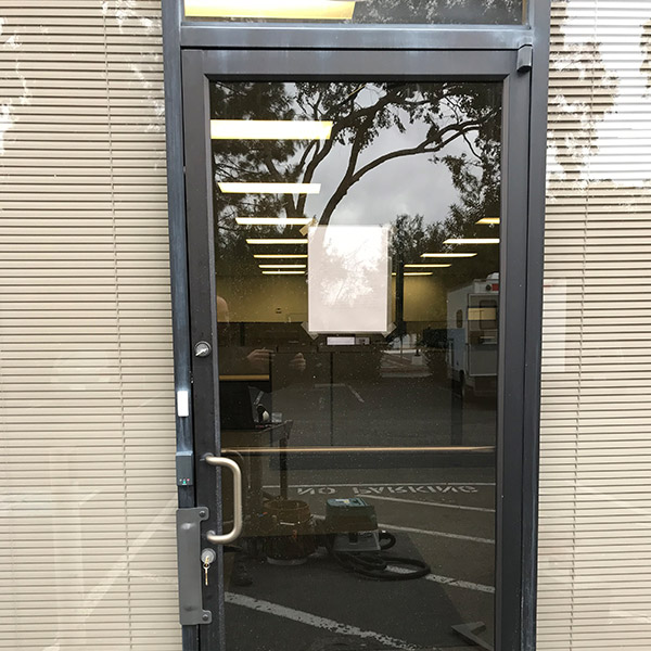 Our team finished a commercial door repair in Modesto, California